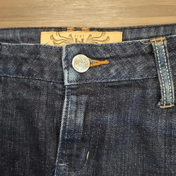 Hint Jeans Dark Blue Denim 5-pocket Studded Jean Knee Length Skirt 0 - Picture 7 of 9